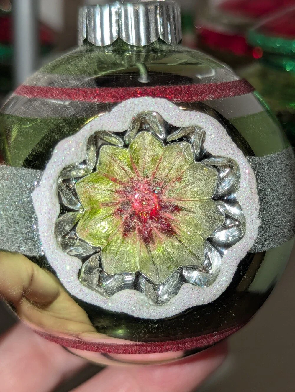Set of 8 Christopher Radko Shiny Brite Glass Christmas Ornaments